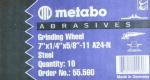 Metabo 7" X 1/4" X 5/8"-11 Type 27 Grinding Wheel A24N