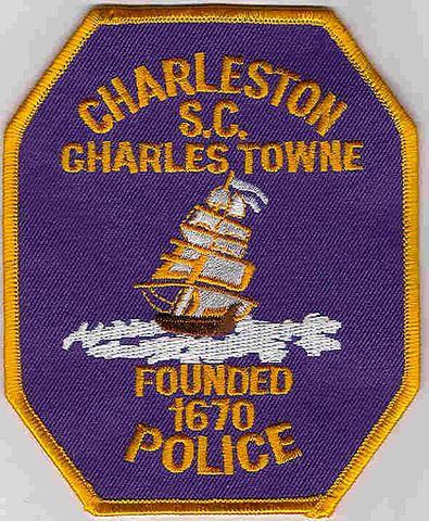 Vintage Charleston South Carolina Police Patch extended border Pair