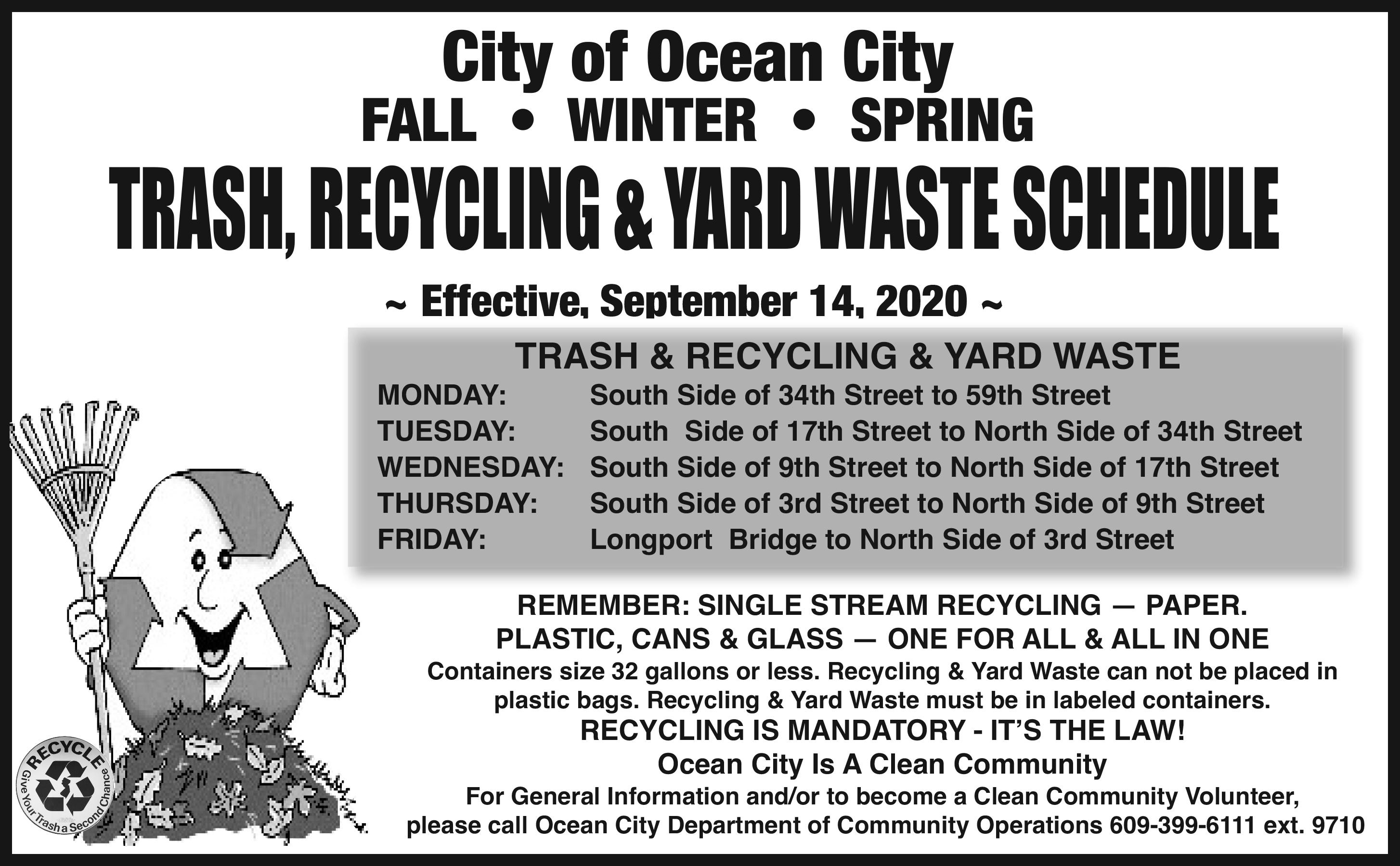 OnceaWeek Trash Pickup Schedule Starts on Monday, Sept. 14, 2020